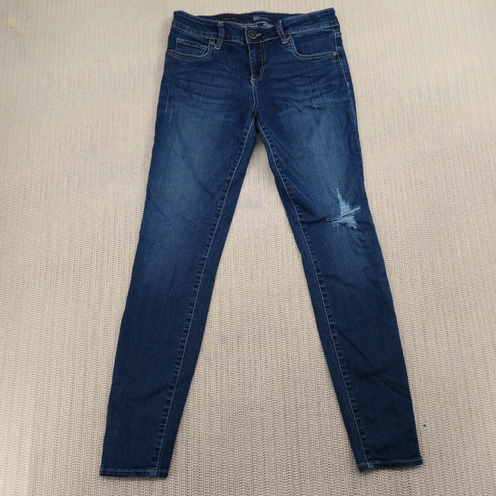 Kut From the Kloth Jeans Womens 6 Blue Denim Toothpick Skinny Distressed
